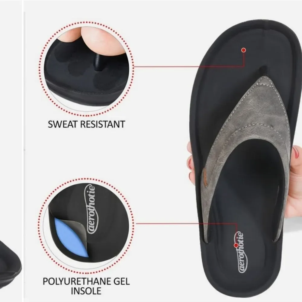 Stylish Men's Gray and Black Flip-Flops